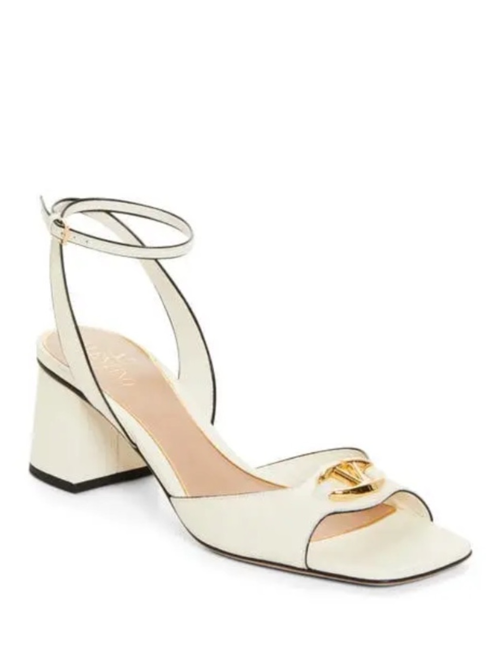 Valentino Garavani VLogo Leather Strappy Sandals 60mm Heel Off White EU 39